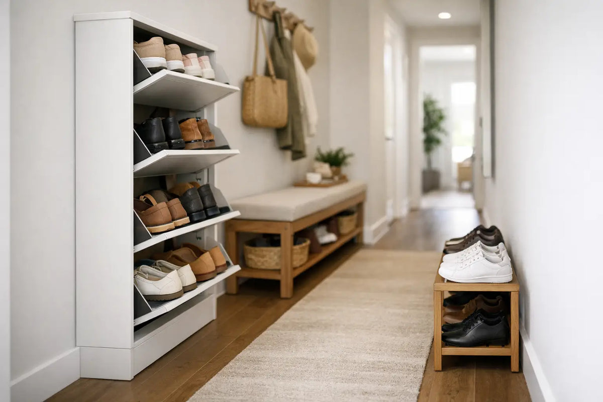 Shoe Storage for a Narrow Hallway That Works