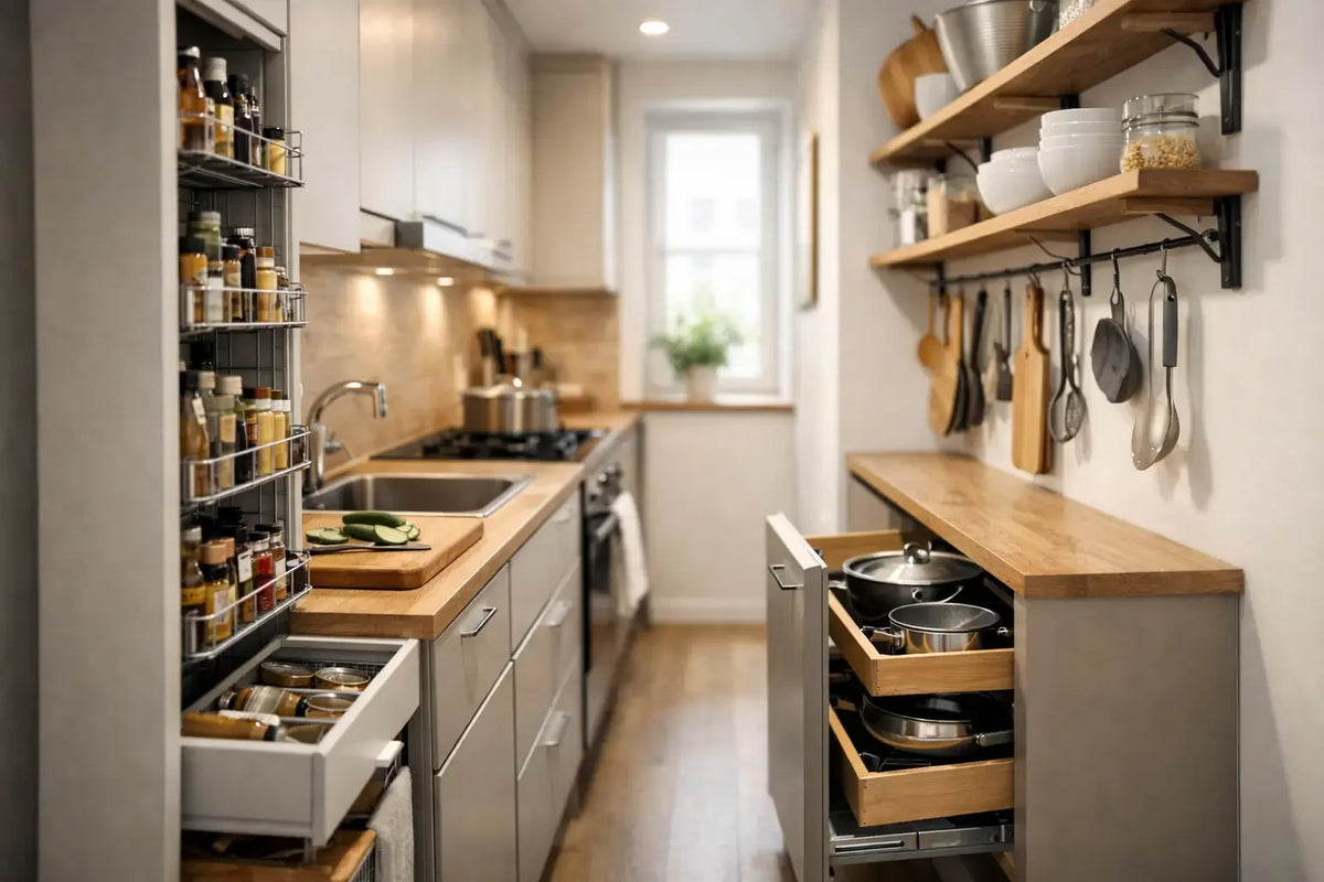 8 Ways to Maximise Narrow Kitchen Storage