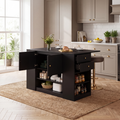 Black Kitchen Island with Storage | Drop Leaf Folding Sideboard, 140cm