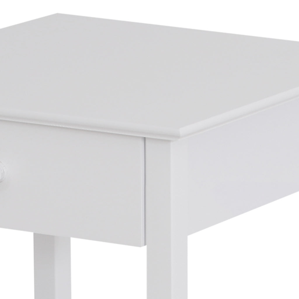 Cream white bedside table with open shelf