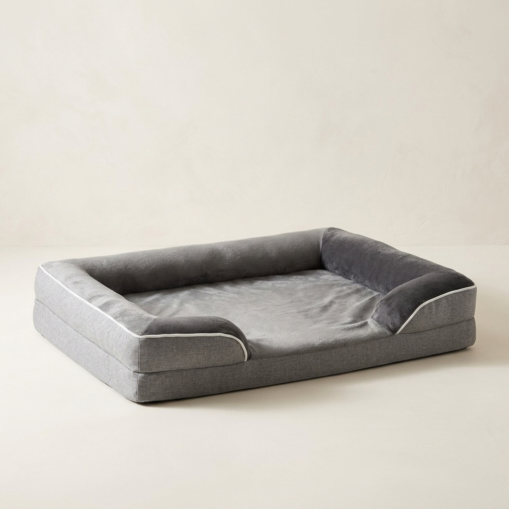Grey pet sofa bed full front view
