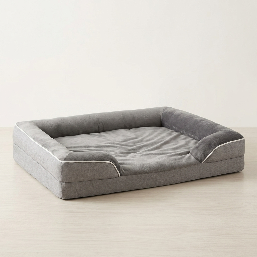 Pet sofa bed angled studio shot showing bolster sides