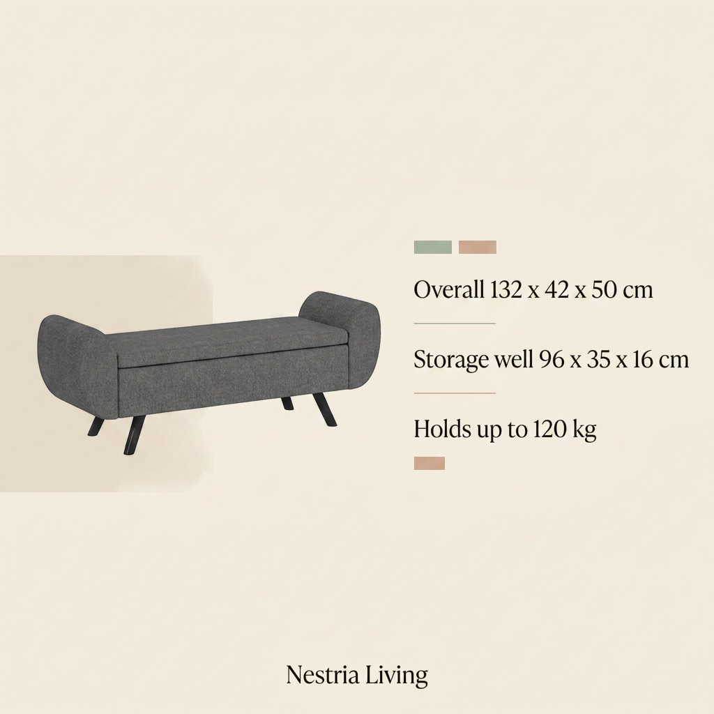 Nestria storage bench dimensions guide
