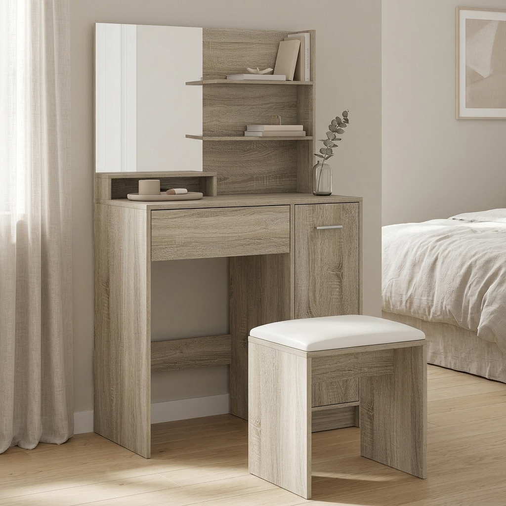 Nestria dressing table set styled in a bedroom corner