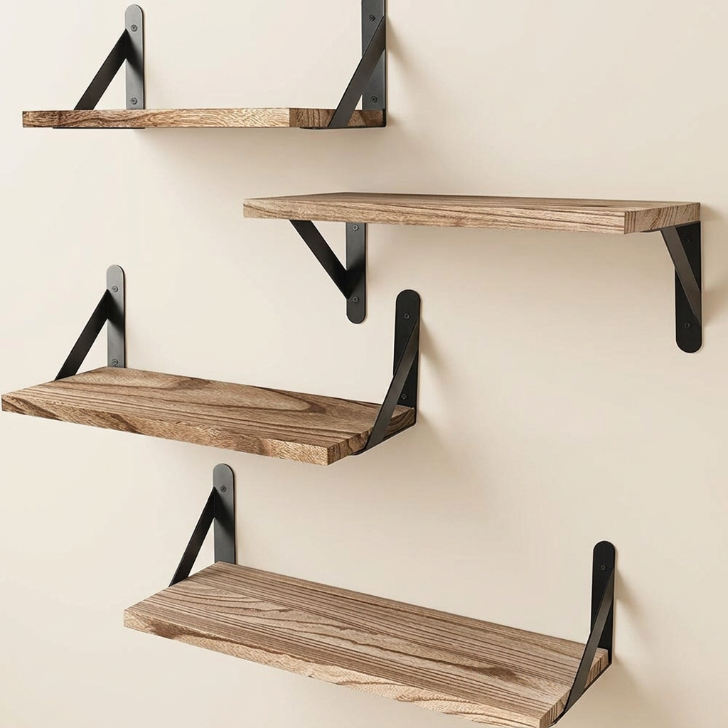 Nestria wooden corner floating shelves