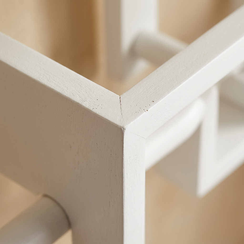 Nestria white cube shelf finish detail