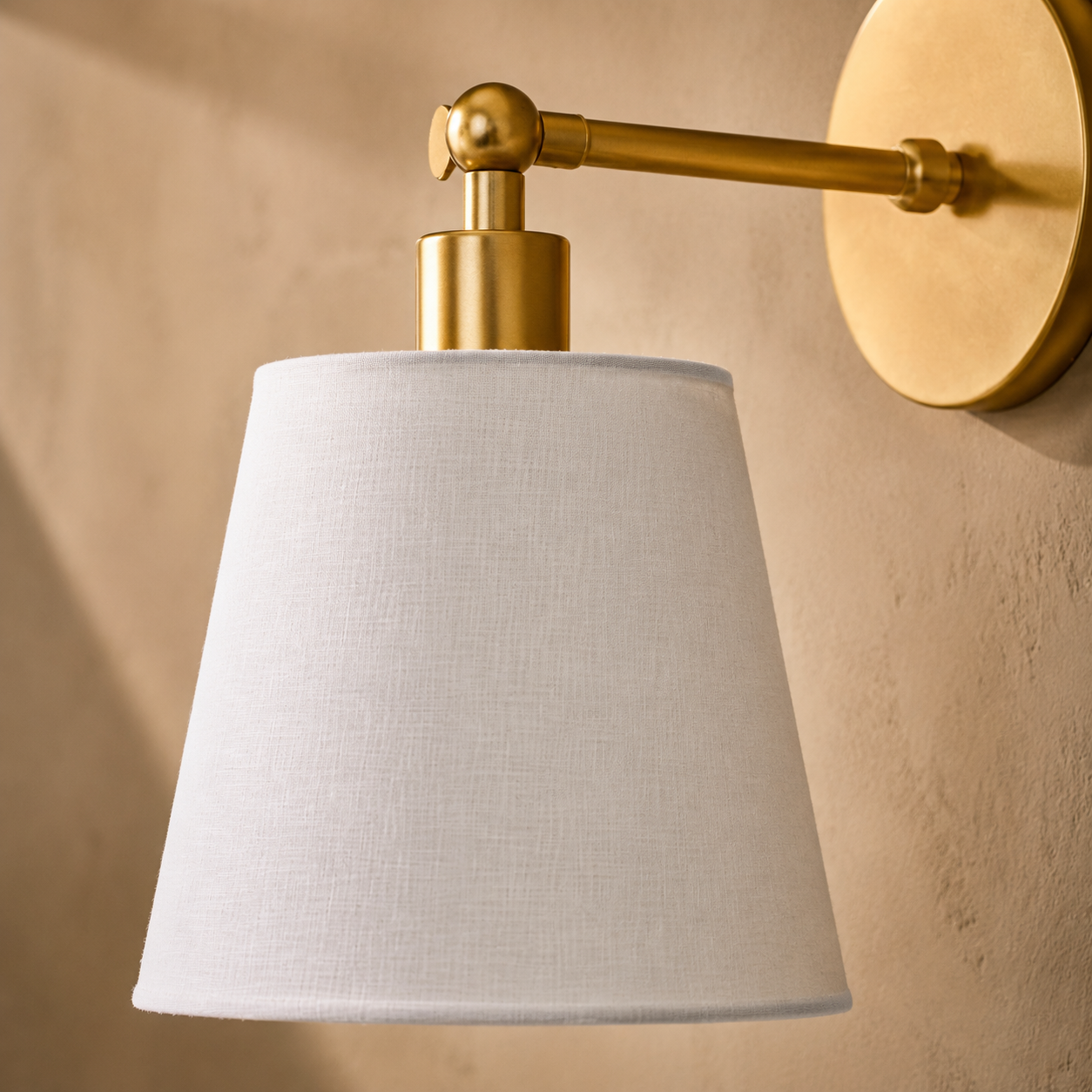 Adhesive installation of a natural ivory wireless wall light