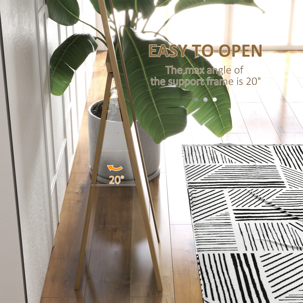 Rear support angle of natural wood freestanding full-length mirror