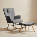 Patchwork rocking chair and matching footstool in a warm modern British living room