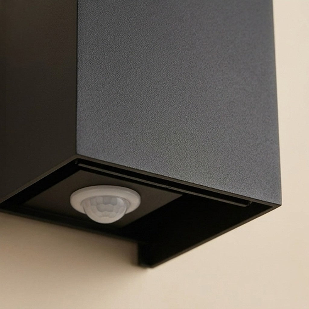 Close-up detail of the PIR sensor on the outdoor LED wall light