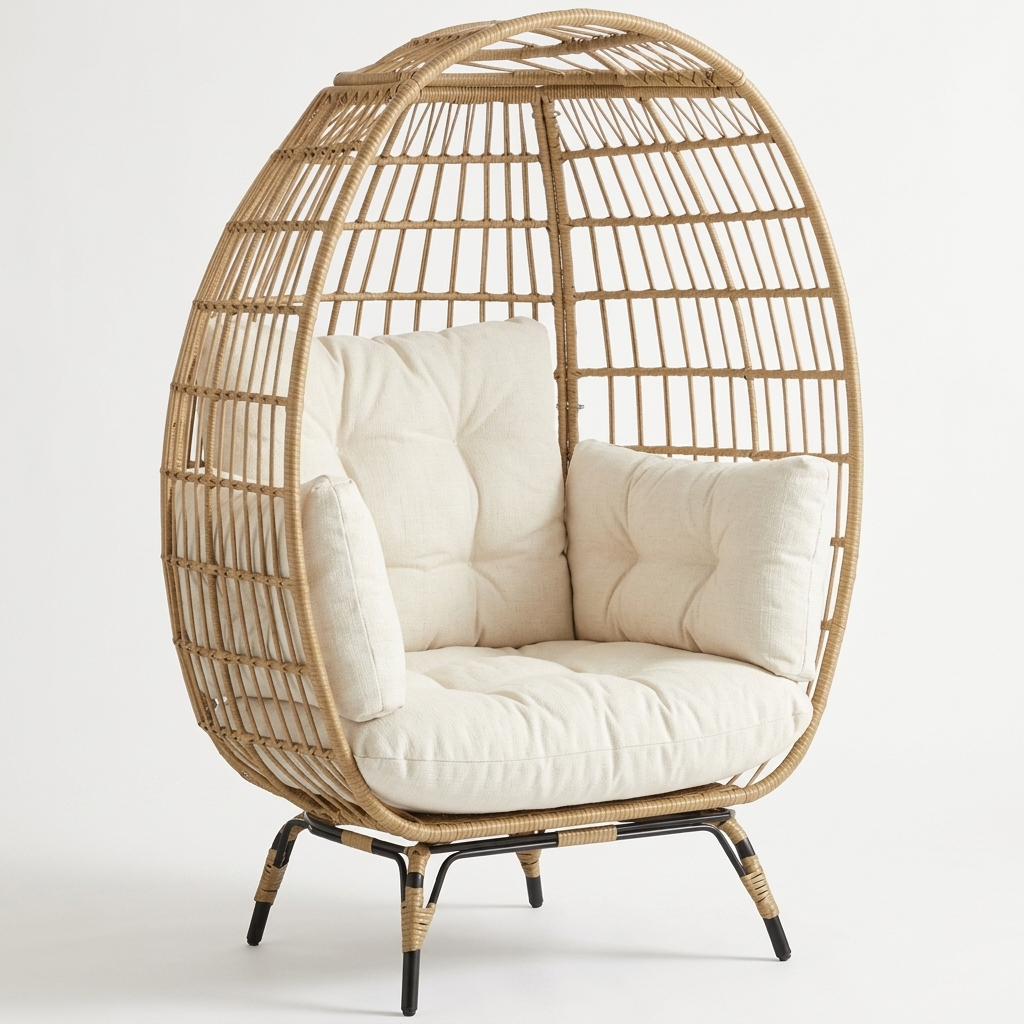 Rattan egg chair weave and cushion detail