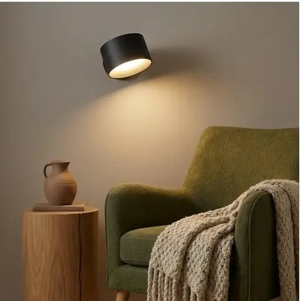 Rechargeable wall light with warm white LED premium product hero view in a bedroom