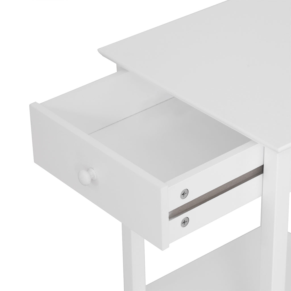 Small white bedside table, side view
