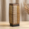 Solar garden lantern with rattan-effect weave and warm LED light
