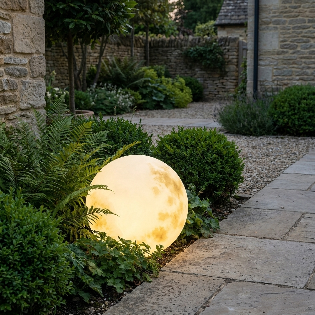 Moon-effect solar garden ball light