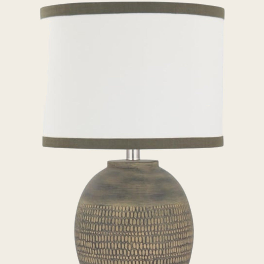 Cream fabric shade with dark contrasting border
