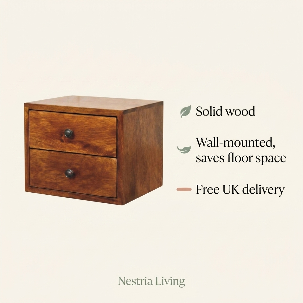 Wall-mounted solid wood bedside table dimensions guide