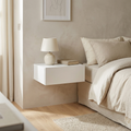 Wall-mounted white nightstand for small bedrooms
