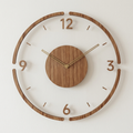 Type A wooden wall clock 35cm with open segmented ring, numerals at 12 3 6 9 and dash hour markers